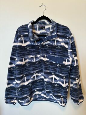 Patagonia Synchilla Snap-T Fleece Pullover Blue Aztec Print Size M